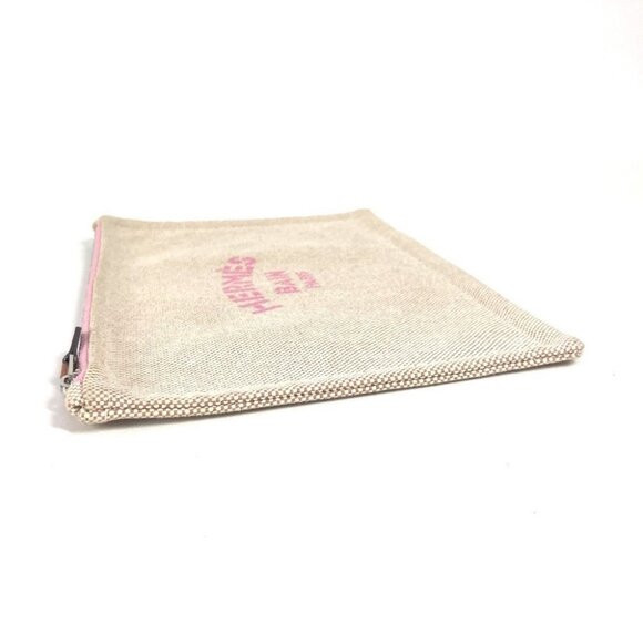 HERMES logo Yachting Makeup pouch clutch bag multi-purpose Pouch pink/Beige - Picture 15 of 16